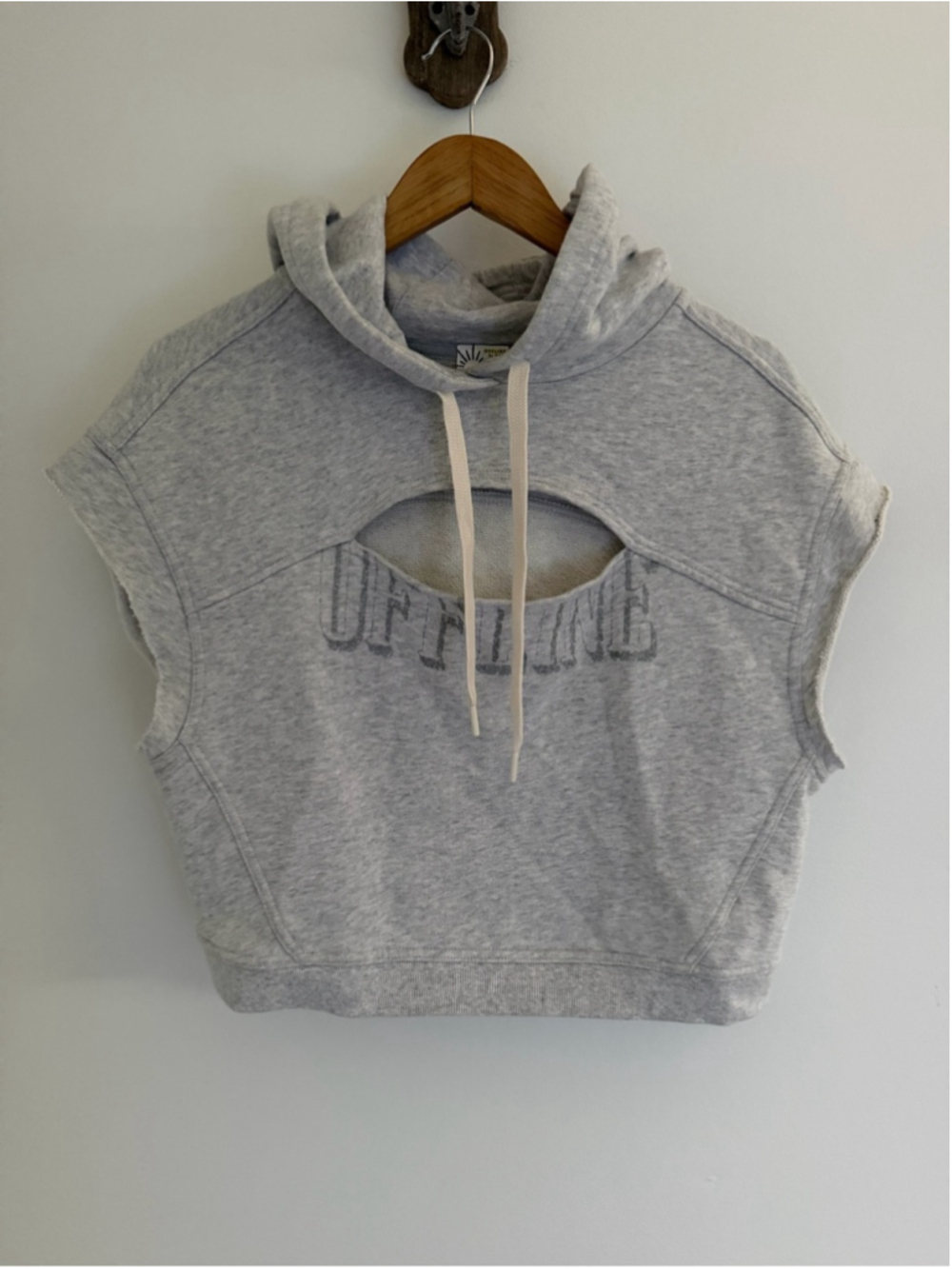OFFLINE by Aerie Y2K Cutout Crop Hoodie Grey M